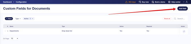 An image directing you to the start of custom field creation