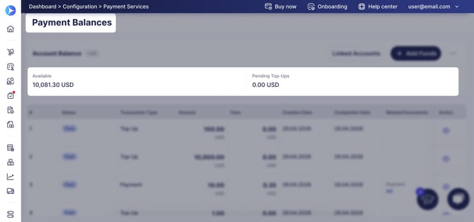 Available and Pending Top-Ups