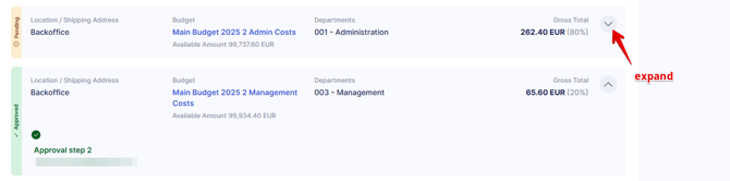 Document segment cards on different approval stages