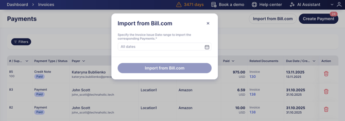 Bill Import