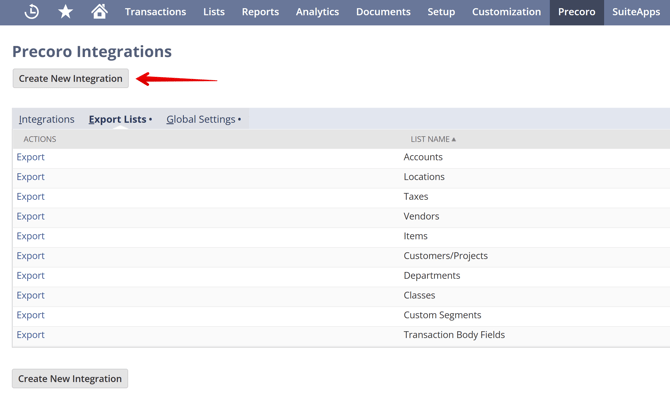 Create New Integration