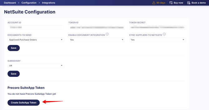 Create SuiteApp Token