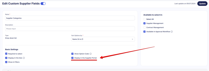 Custom Supplier Fields in Portal