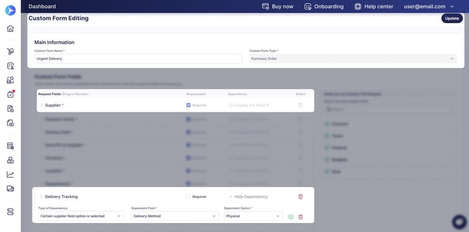 Dependency on Supplier Field