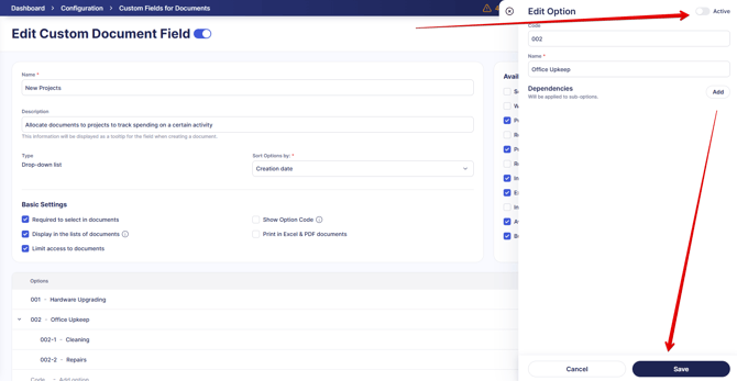An image depicting the sequence of deactivating options