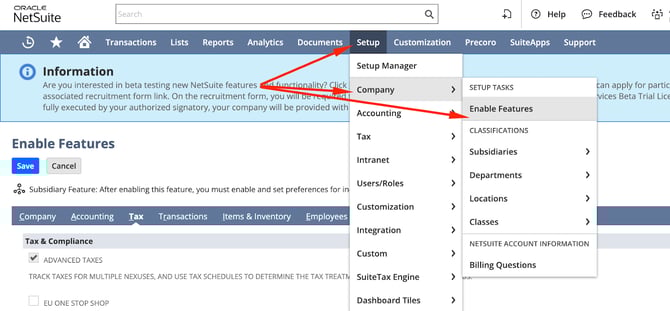 Enable Features