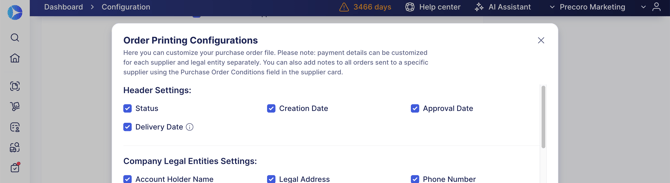 Header settings