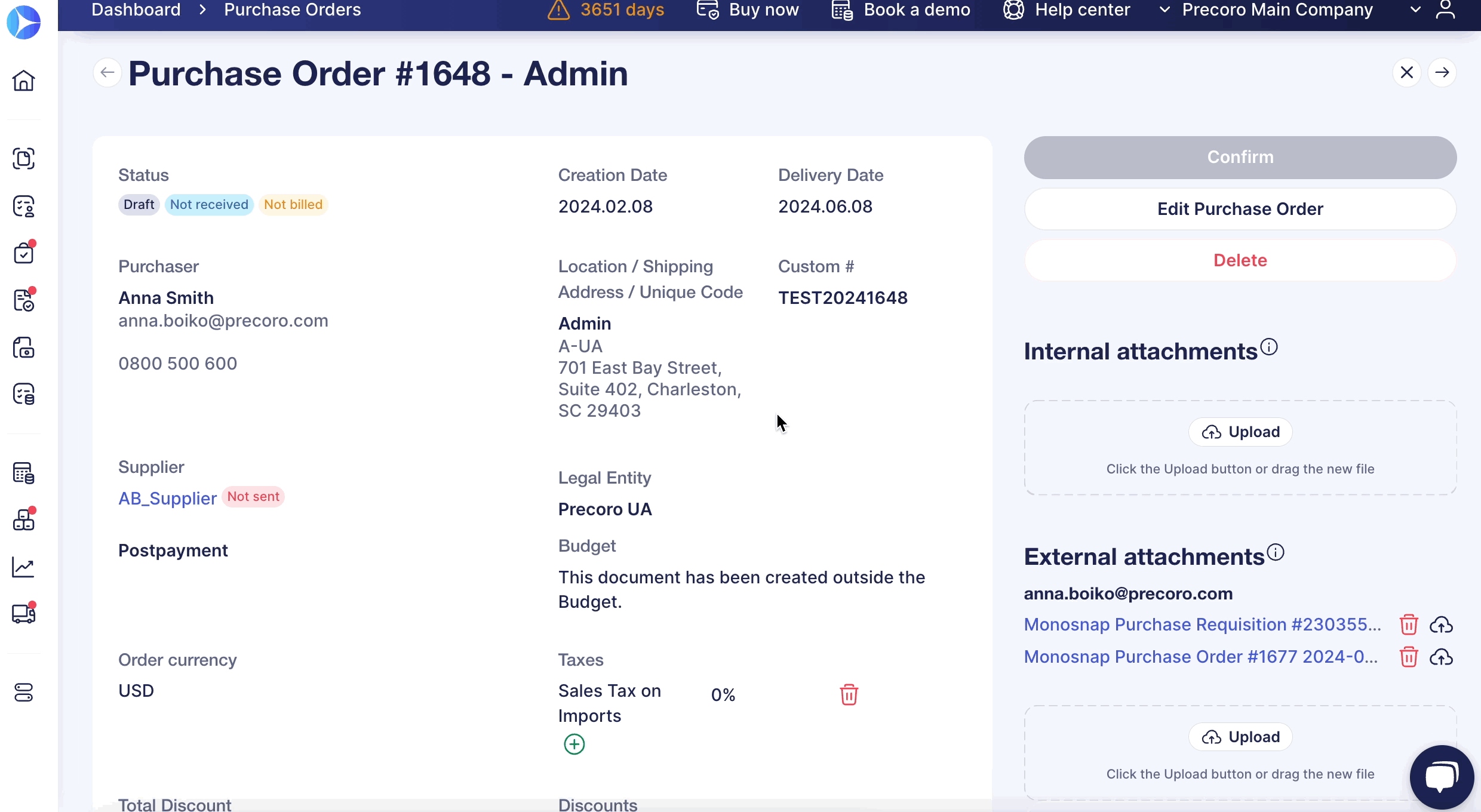 How to Work with Attachments in Purchase Orders