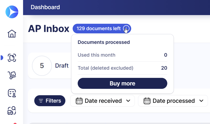 An example of a tooltip for the documents left tag