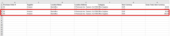 Screnshot of a report where document segments are displayed as separate lines