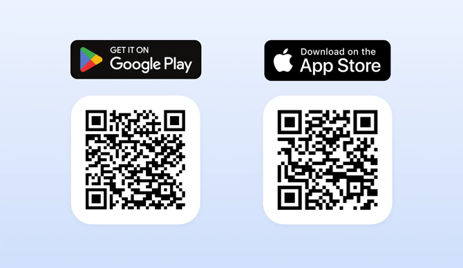 QR codes to download apps for Android and iOS
