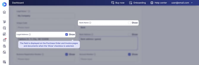 Show checkbox