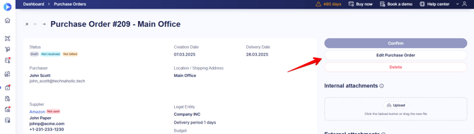 edit purchase order