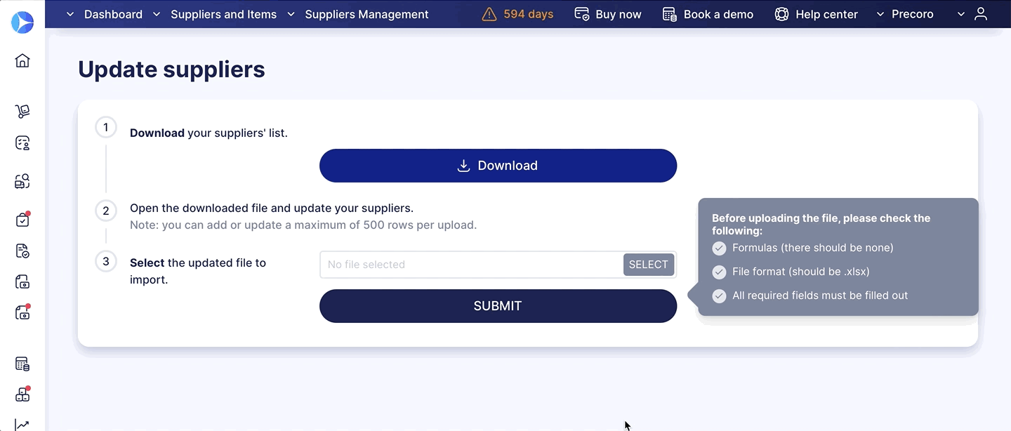 suppliers update